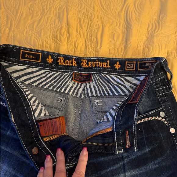 Rock Revival Esther Dark Blue Skinny Jeans with Silver Accents - Picture 5 of 7